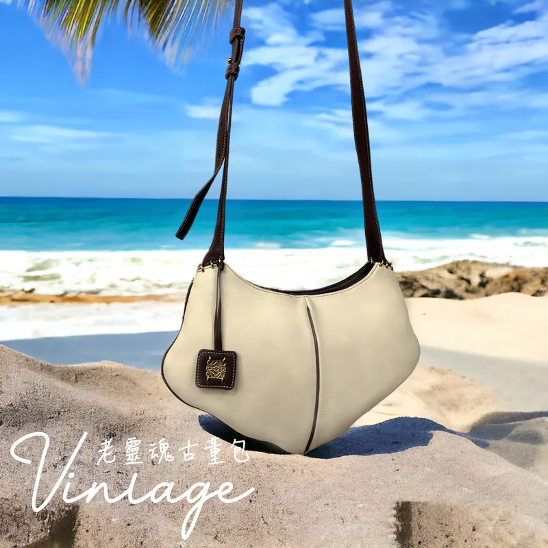 LOEWE 白棕拼色小牛皮斜挎包