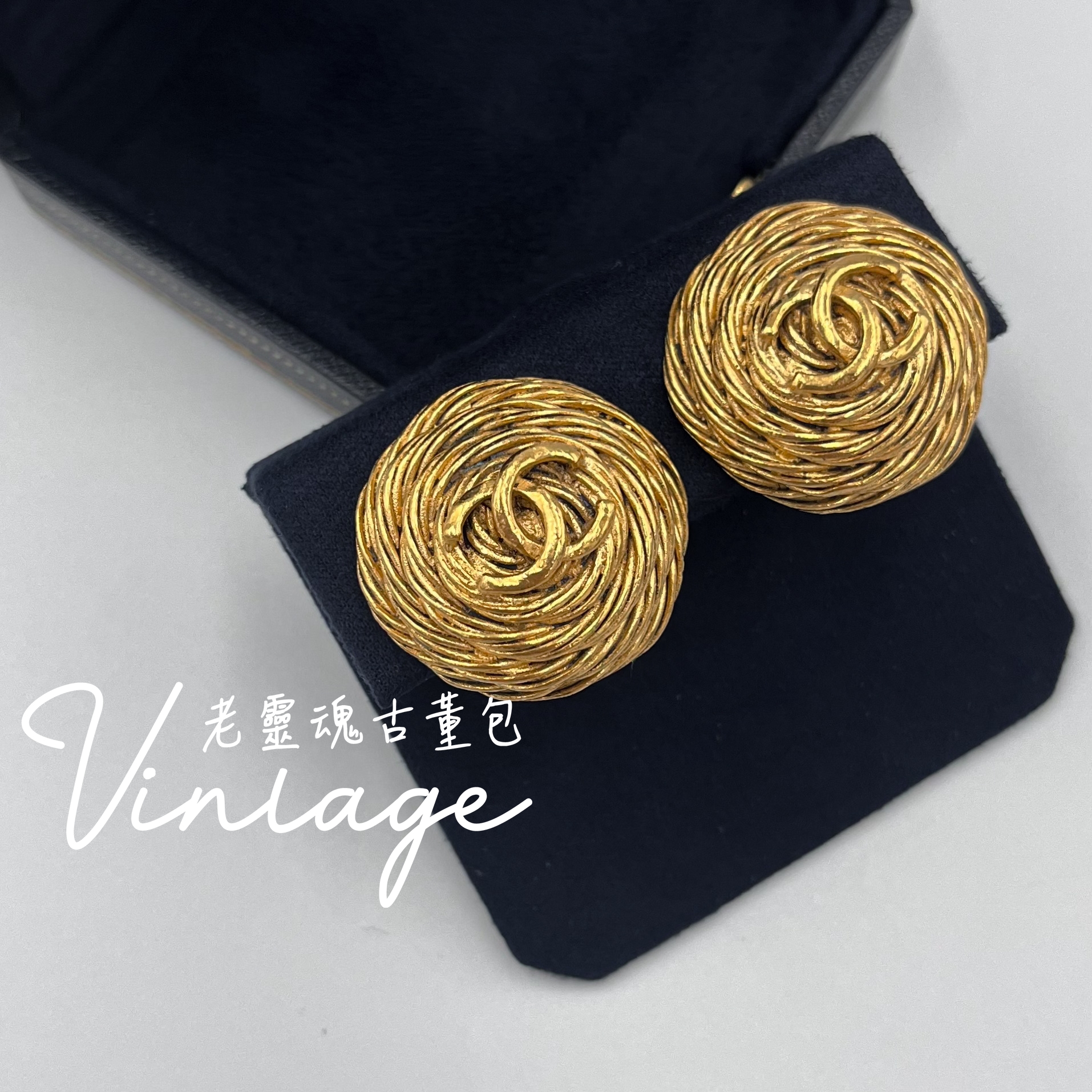 CHANEL麻花卷雙C耳夾